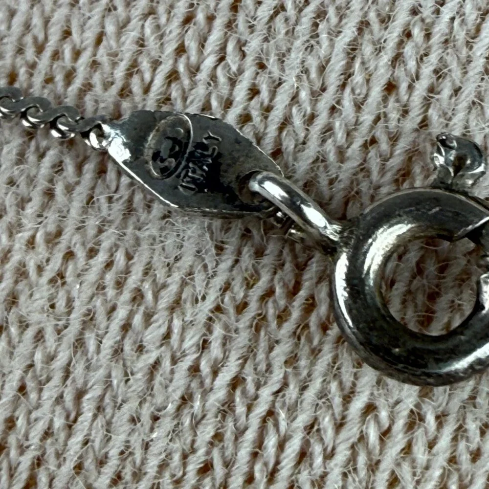 Sterling Silver Onyx Pendant Necklace Sterling Chain Italy 925 18.5